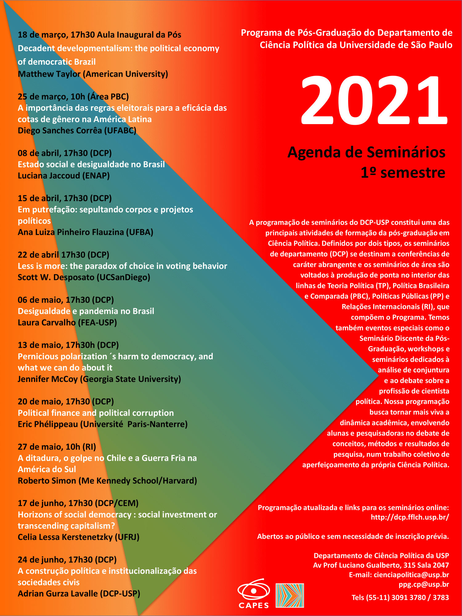 Programação de Seminários 1/2021